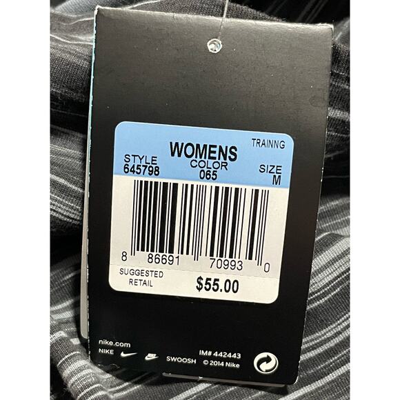 NWT Nike Dri Fit Leggings Women's Size Medium Gray White Stripe 645798 MSRP $55 - Picture 7 of 9